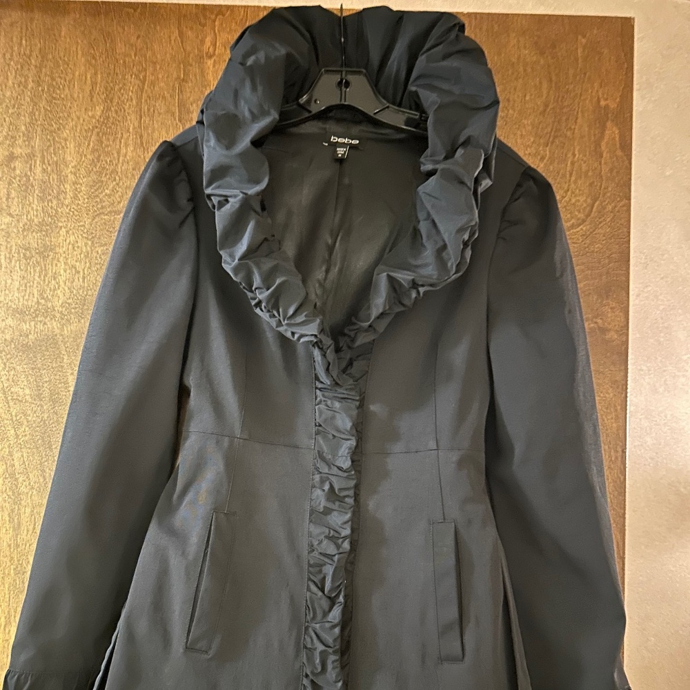 Bebe Satin Ruching Details Trim Trench Coat, Size M - Picture 6 of 16